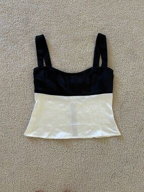 Princess Polly Black and White Satin Colorblock Camisole